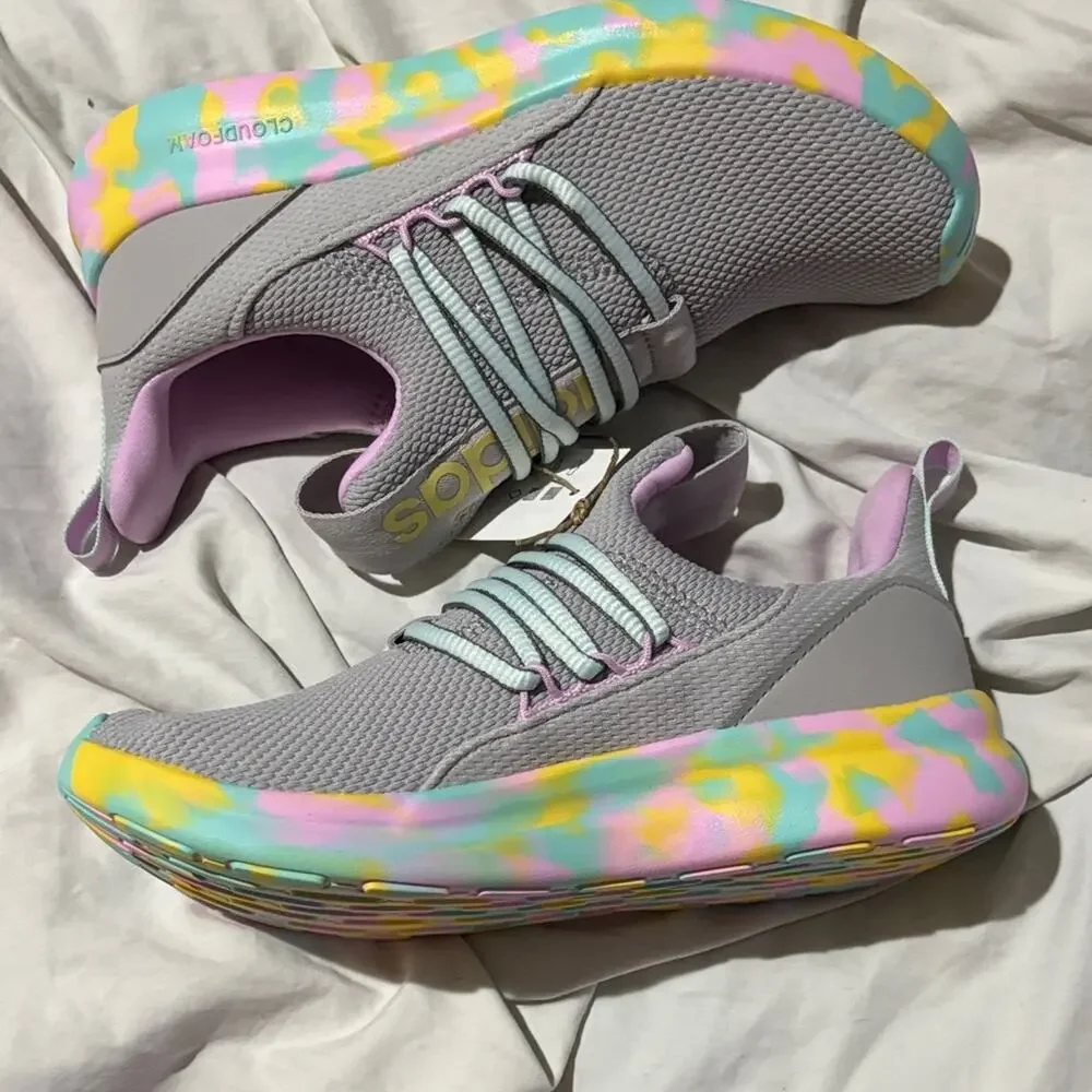 Adidas 3.5 Lite Racer Adapt 7.0 K Kids Gray with Multicolor Accents nwt